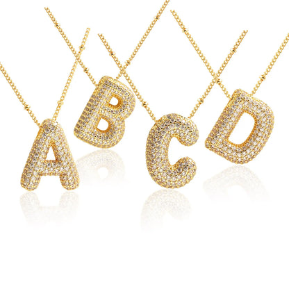 Wholesale Elegant Vacation Simple Style Letter Copper Plating 18K Gold Plated Gold Plated Zircon