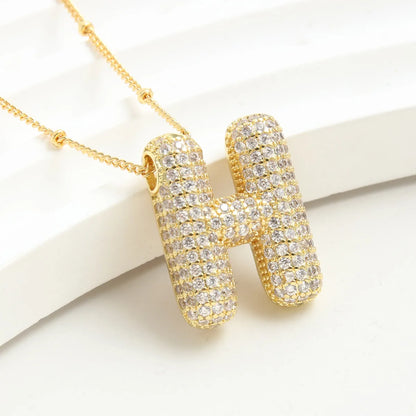 Wholesale Elegant Vacation Simple Style Letter Copper Plating 18K Gold Plated Gold Plated Zircon