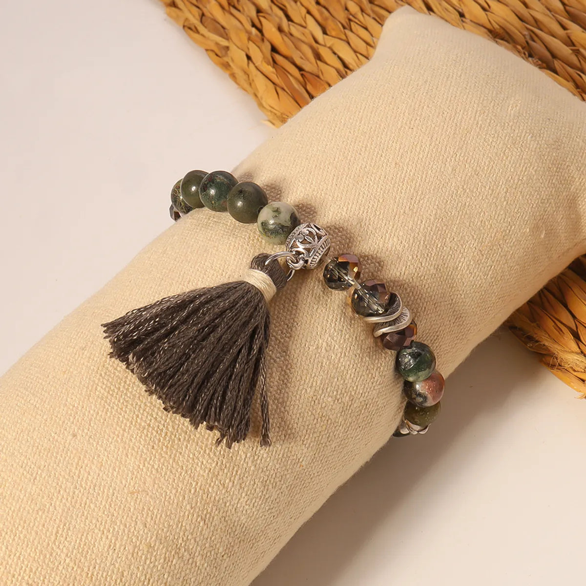 Wholesale Ethnic Style Bohemian Tassel Natural Stone Beaded Wristband