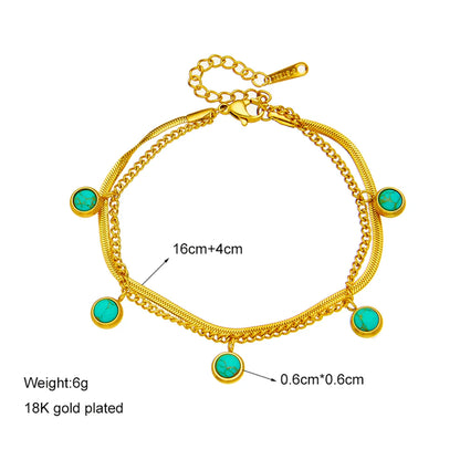 Ethnic Style Round Titanium Steel Layered Plating 18k Gold Plated Bracelets