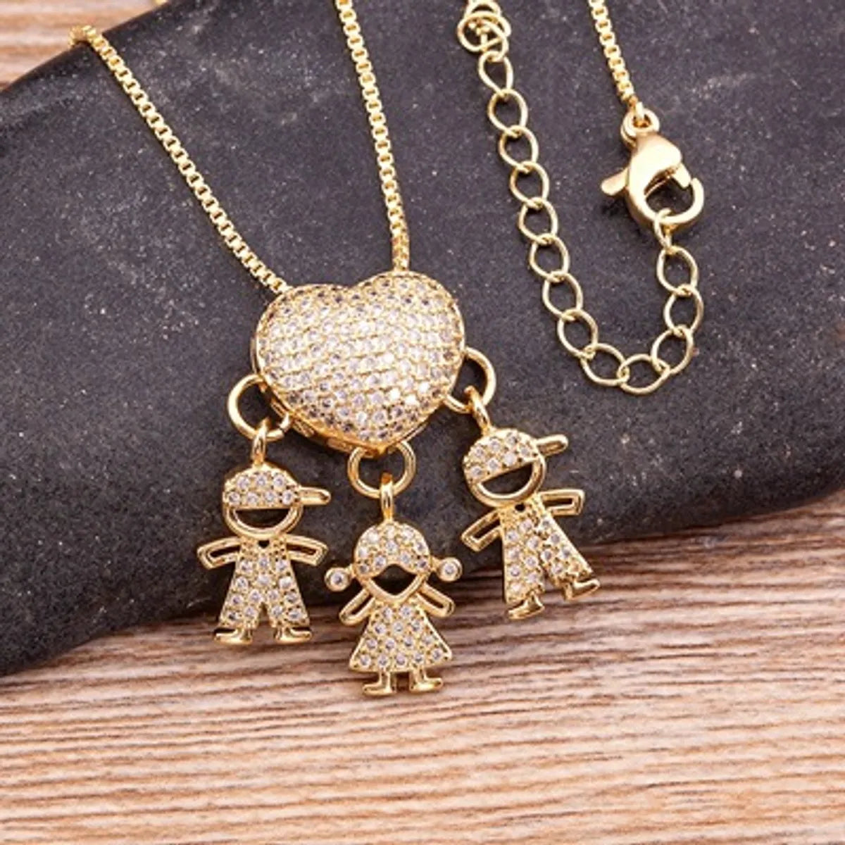 Wholesale Exaggerated Novelty Modern Style Human Copper Plating Inlay 18K Gold Plated Zircon Pendant Necklace