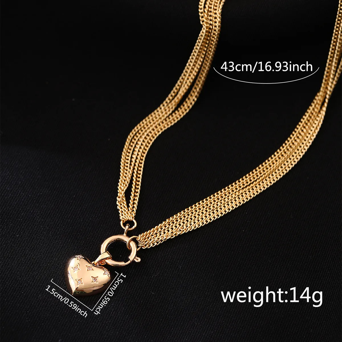 Wholesale Exaggerated Punk Simple Style Heart Shape Copper Inlay Zircon Pendant Necklace