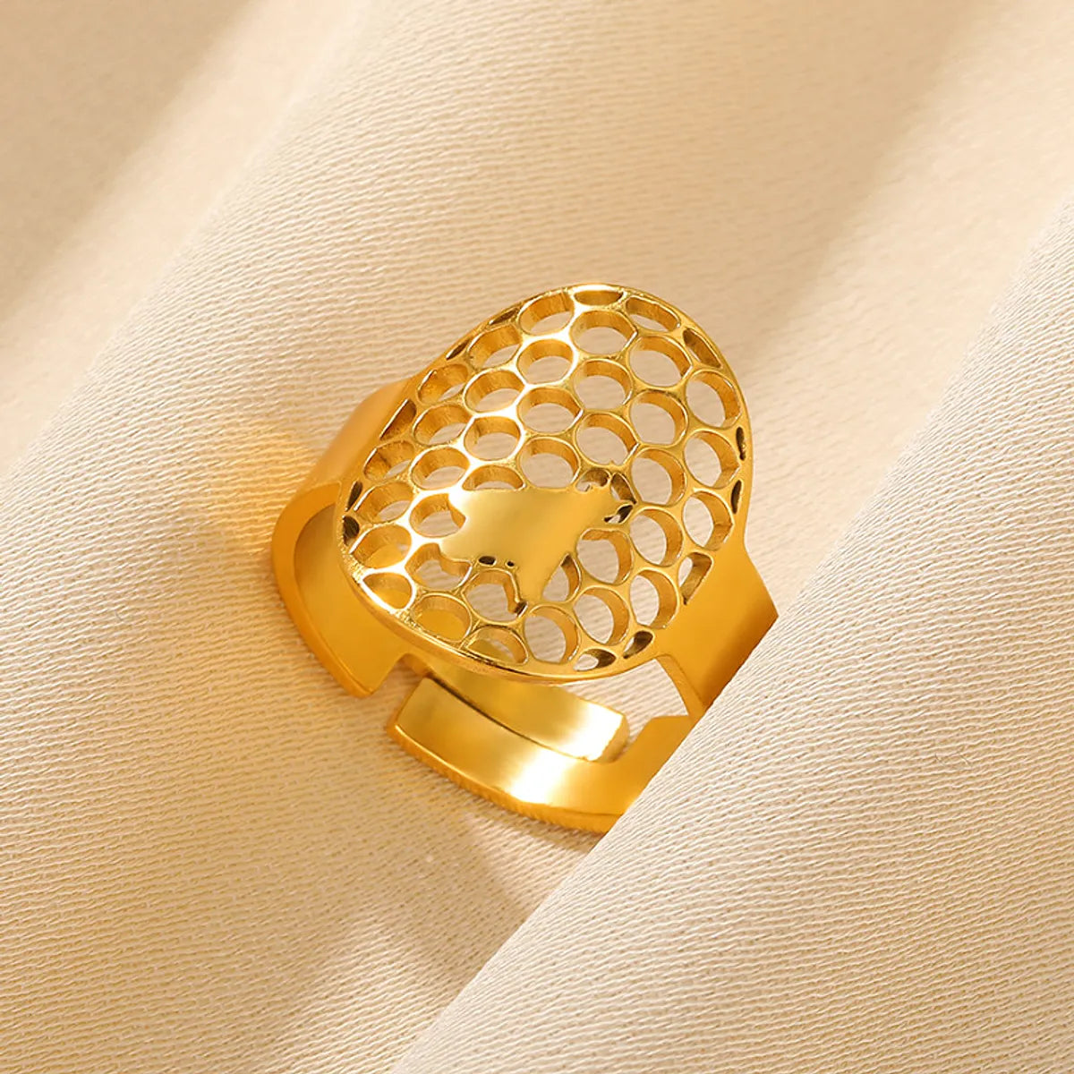 Wholesale Exaggerated Rock Moon Stainless Steel Plating 18k Gold Plated Open Rings