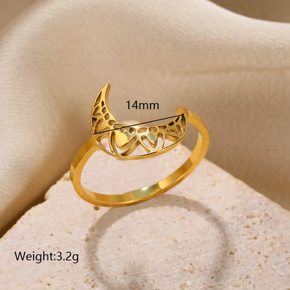 Wholesale Exaggerated Rock Moon Stainless Steel Plating 18k Gold Plated Open Rings