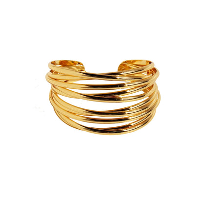 Wholesale Exaggerated Simple Style Solid Color Copper 18K Gold Plated Bangle