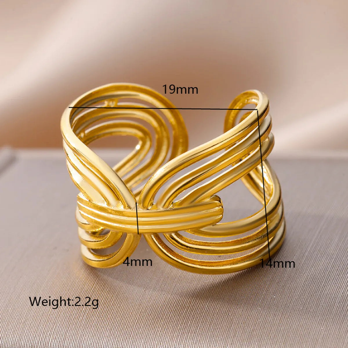 Wholesale Exaggerated Simple Style Solid Color Stainless Steel Plating 18k Gold Plated Open Rings