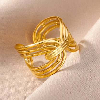 Wholesale Exaggerated Simple Style Solid Color Stainless Steel Plating 18k Gold Plated Open Rings