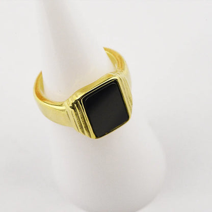 Wholesale Exaggerated Square Titanium Steel 18k Gold Plated Rings