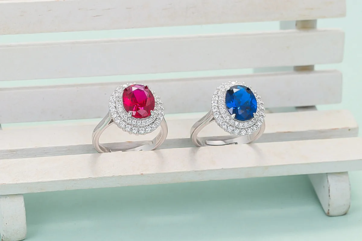 Wholesale Fairy Style Round Sterling Silver Artificial Gemstones Open Ring