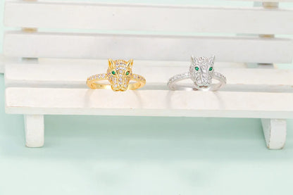 Wholesale Fashion Copper Gold-Plated Zircon Animal Leopard Ring Nihaojewelry