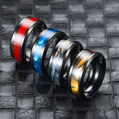 Wholesale Fashion Drip Oil Stainless Steel Couple Ring Gooddiy