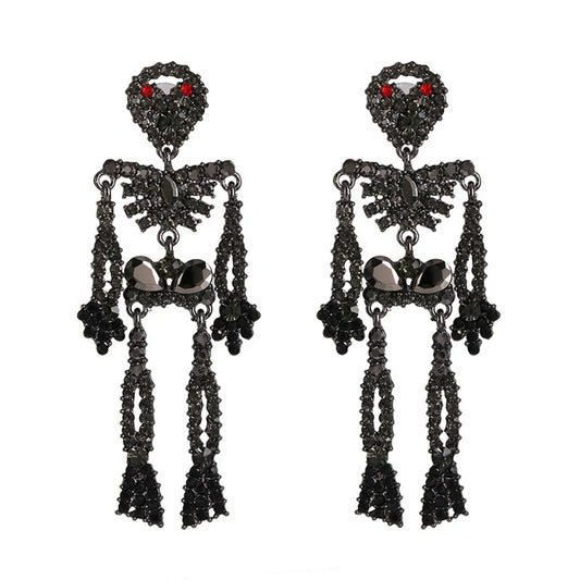 Fashion Skeleton Diamond Alloy Acrylic Earrings Ear Studs