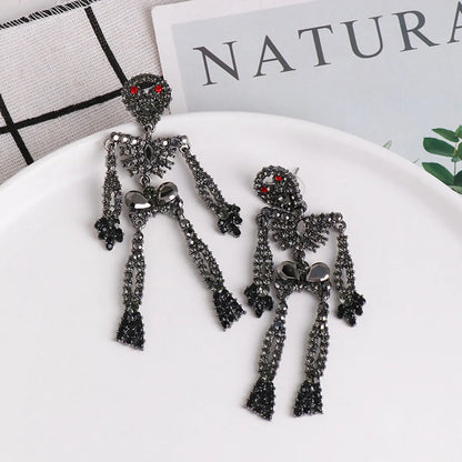 Fashion Skeleton Diamond Alloy Acrylic Earrings Ear Studs