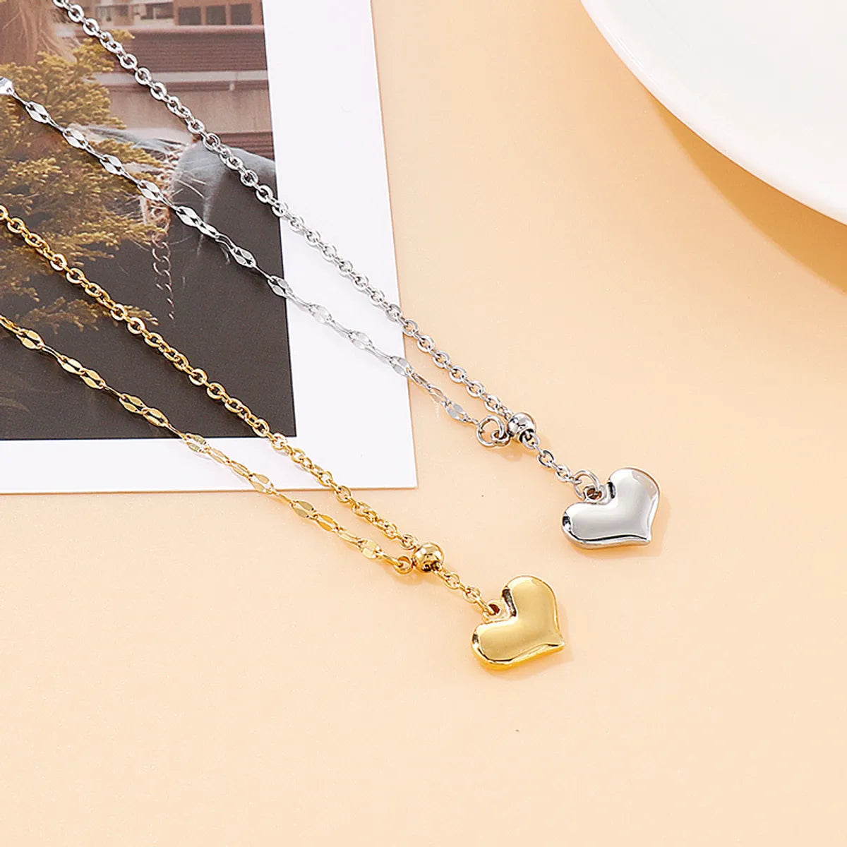 Wholesale Fashion New Heart-shaped Pendent Titanium Steel Necklace Gooddiy