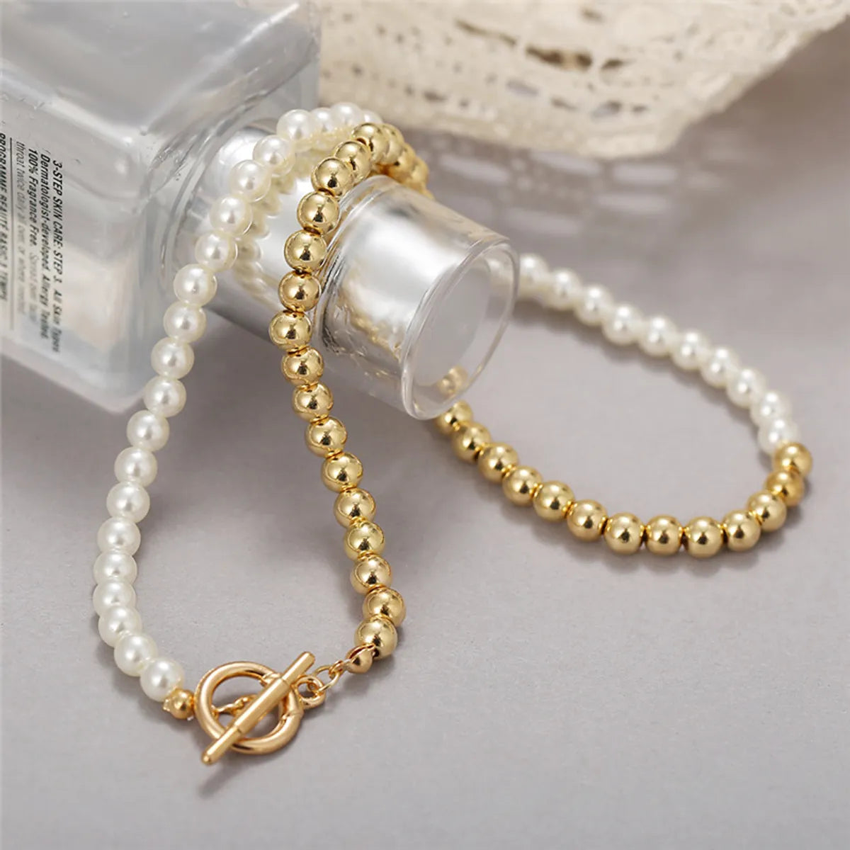 Wholesale Fashion Pearl Pendant Ot Buckle Stitching Alloy Necklace Gooddiy