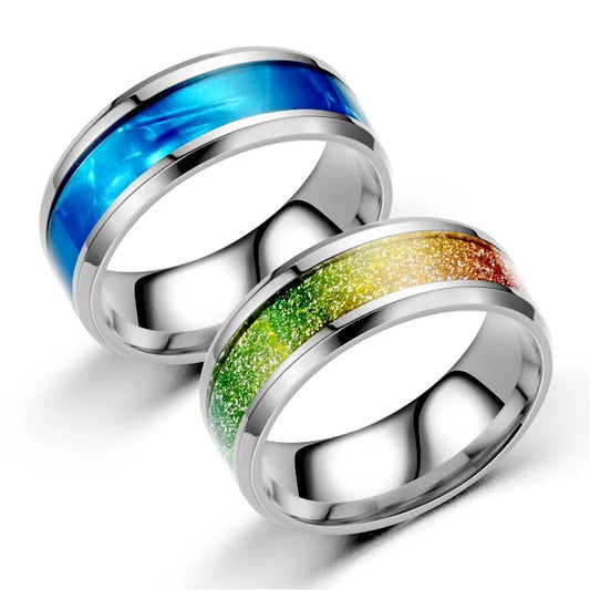 Wholesale Fashion Titanium Steel Micro-Inlaid Dripping Oil Couple Ring Nihaojewelry