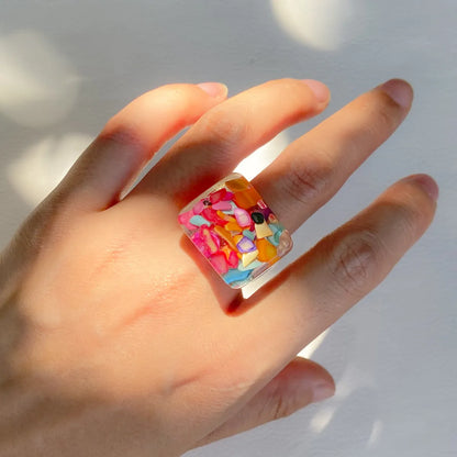 Wholesale Fashion Transparent Watermelon Beads Resin Ring Gooddiy