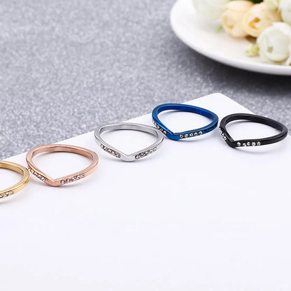 Wholesale Fashion V-shaped Full Diamond Stainless Steel Ring Gooddiy