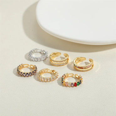 Wholesale Glam Shiny Geometric Copper Plating Inlay Zircon Open Rings