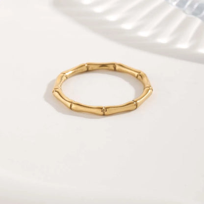 Glam Simple Style Round Titanium Steel Plating Gold Plated Rings