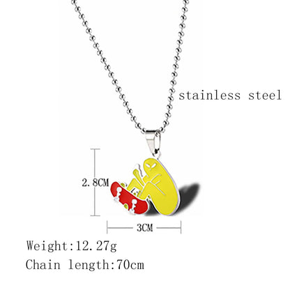 Wholesale Hip-hop Color Block Stainless Steel Epoxy Pendant Necklace