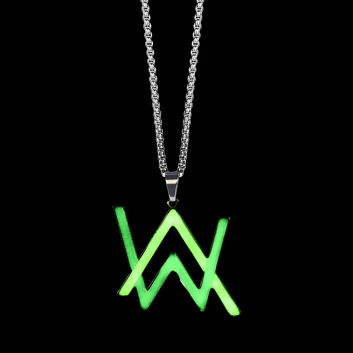 Wholesale Hip-hop Color Block Titanium Steel Irregular Luminous Pendant Necklace