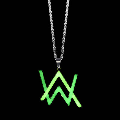 Wholesale Hip-hop Color Block Titanium Steel Irregular Luminous Pendant Necklace