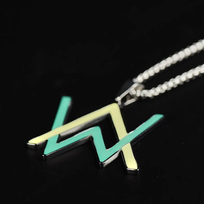 Wholesale Hip-hop Color Block Titanium Steel Irregular Luminous Pendant Necklace