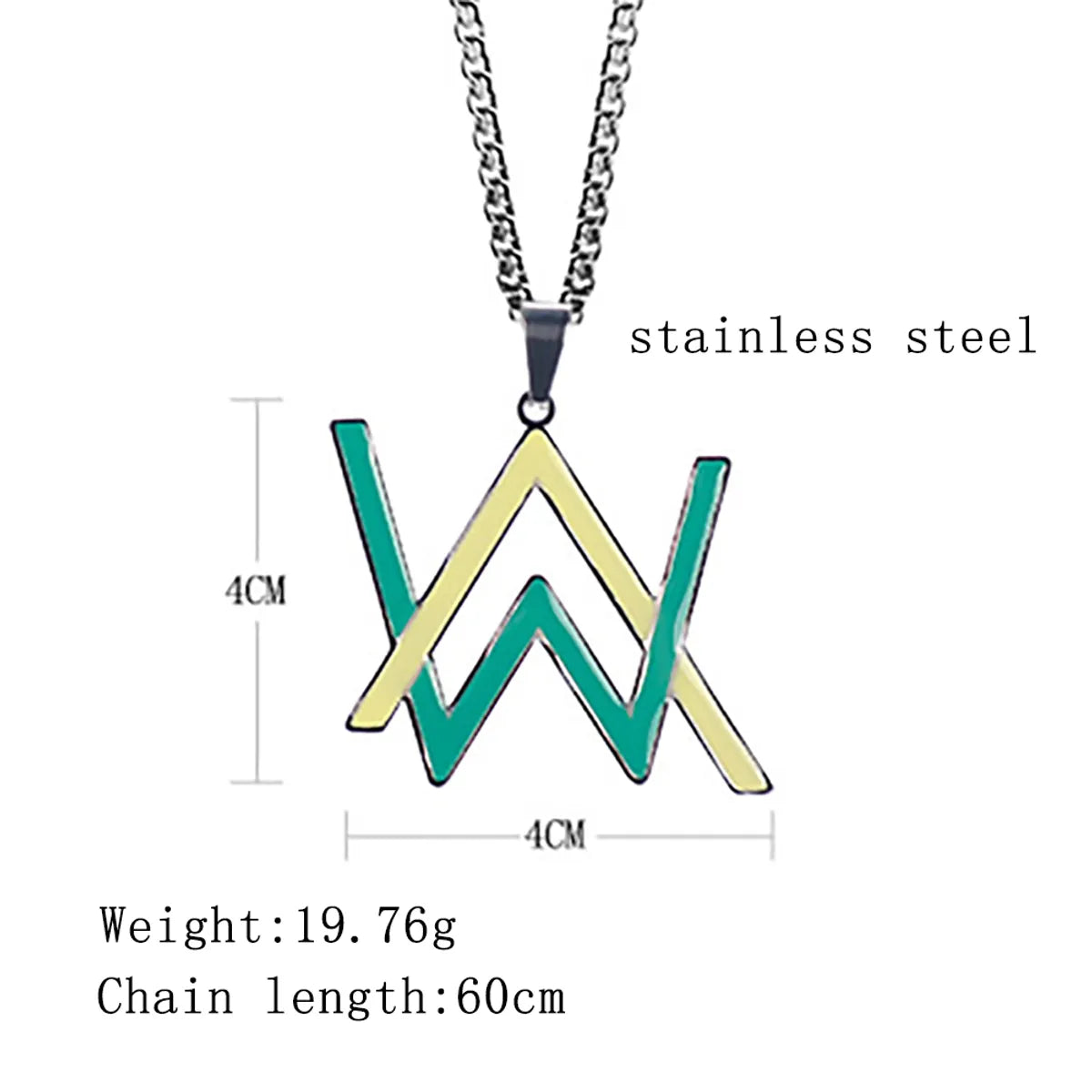 Wholesale Hip-hop Color Block Titanium Steel Irregular Luminous Pendant Necklace