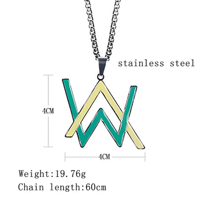 Wholesale Hip-hop Color Block Titanium Steel Irregular Luminous Pendant Necklace