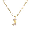 Copper 18K Gold Plated Hip-Hop Cowboy Style Cool Style Plating Inlay Boots Zircon Pendant Necklace