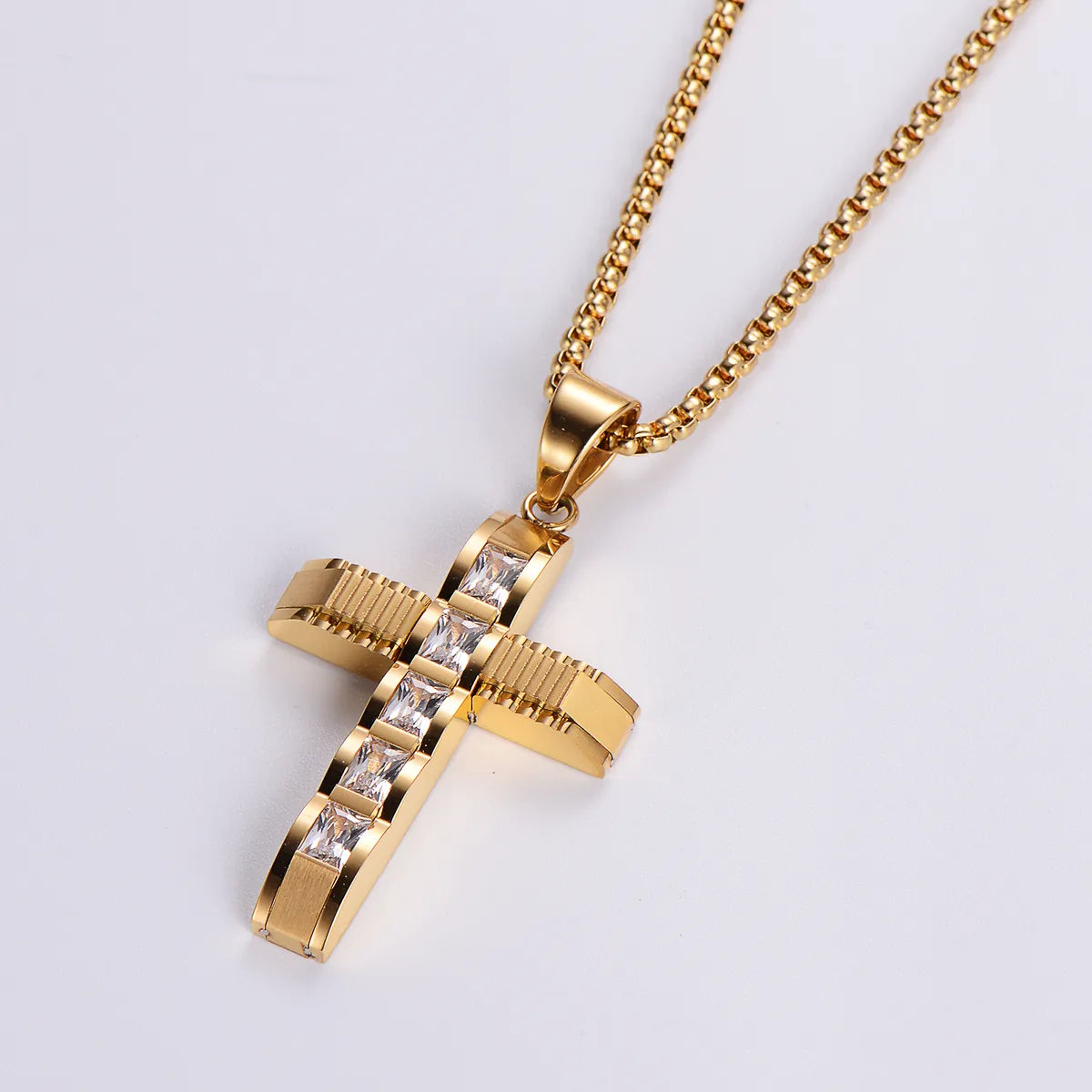 Wholesale Jewelry Hip-Hop Cross 304 Stainless Steel 18K Gold Plated