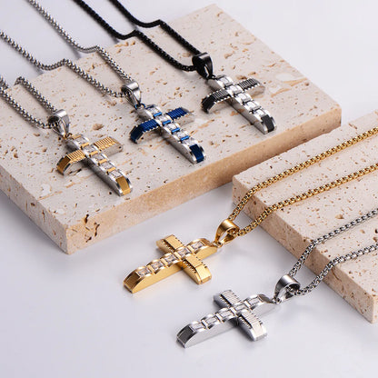 Wholesale Jewelry Hip-Hop Cross 304 Stainless Steel 18K Gold Plated