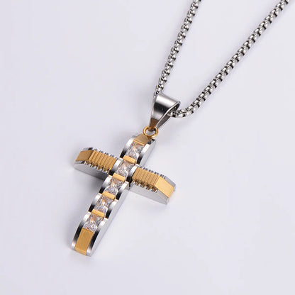 Wholesale Jewelry Hip-Hop Cross 304 Stainless Steel 18K Gold Plated