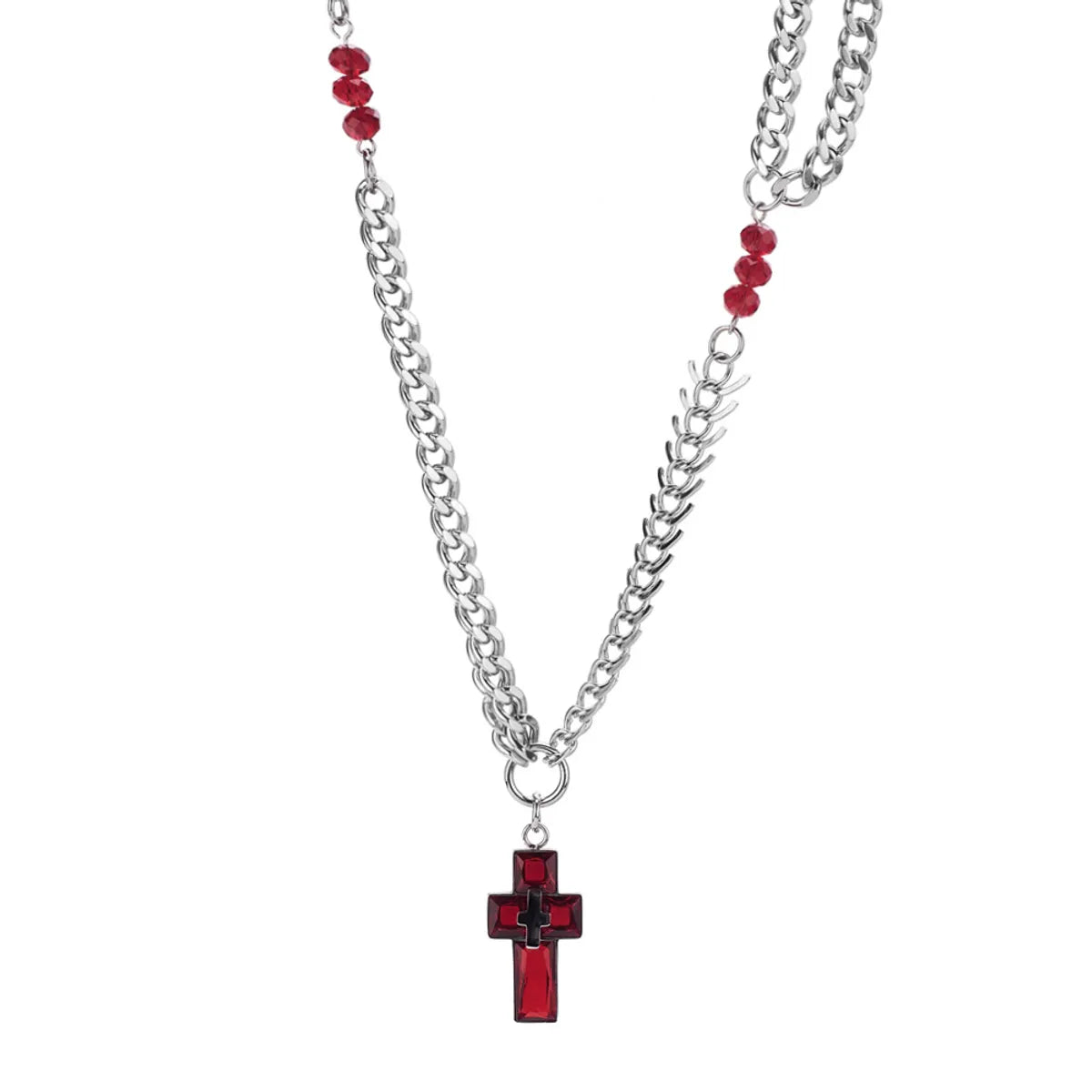 Wholesale Hip-hop Cross Titanium Steel Plating Inlay Zircon Pendant Necklace