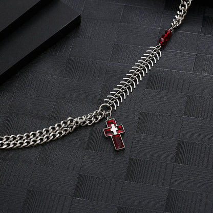 Wholesale Hip-hop Cross Titanium Steel Plating Inlay Zircon Pendant Necklace