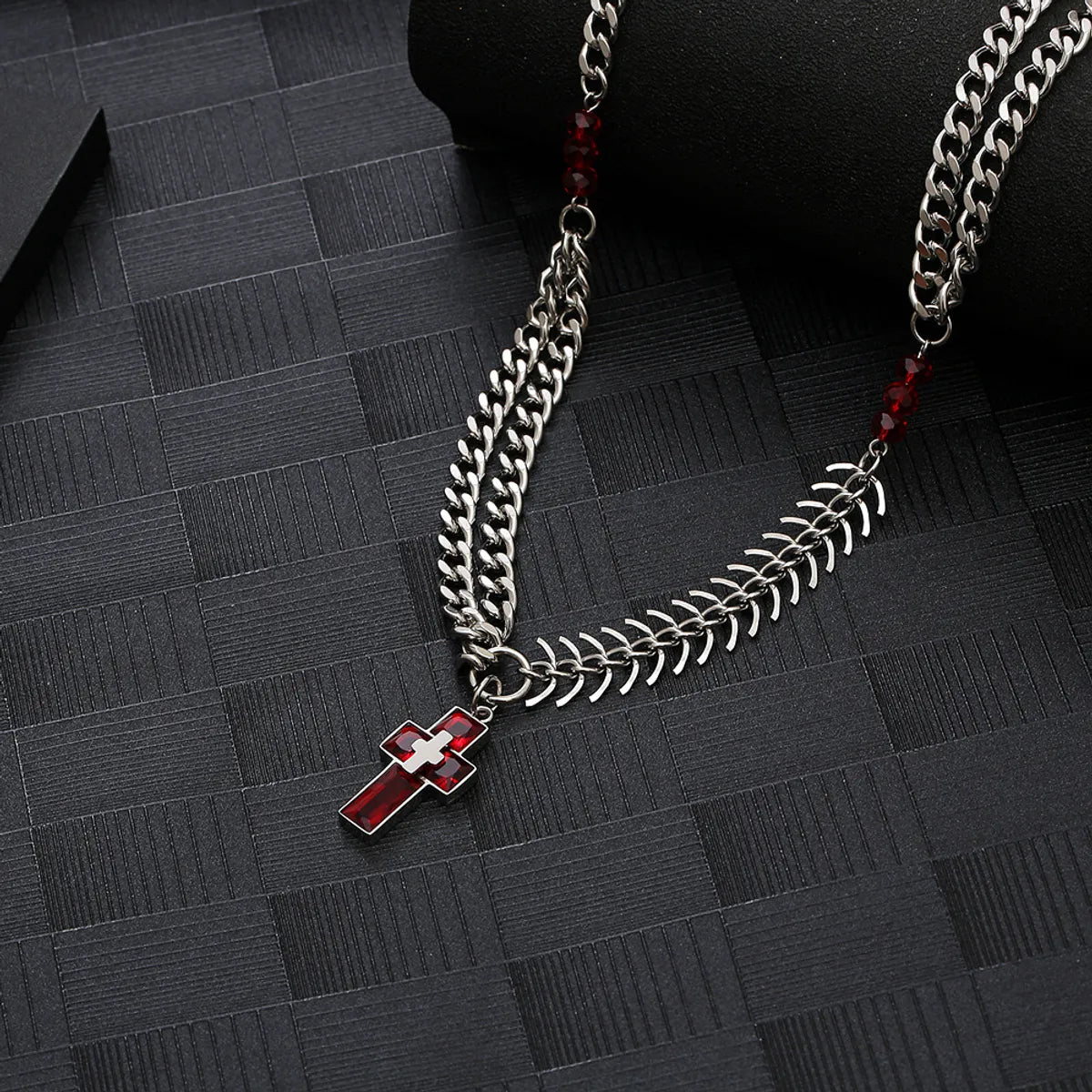 Wholesale Hip-hop Cross Titanium Steel Plating Inlay Zircon Pendant Necklace