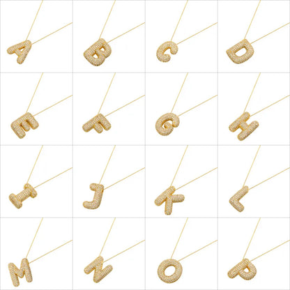 Wholesale Hip-Hop Exaggerated Cool Style Letter Copper Plating Inlay 18K Gold Plated Zircon Pendant Necklace