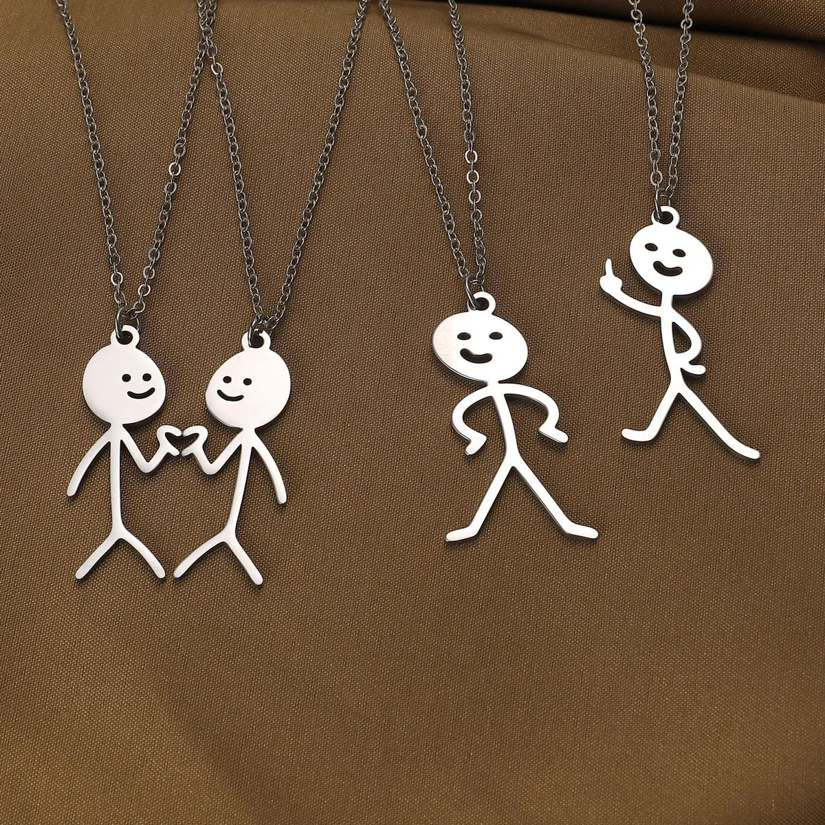 Hip-hop Exaggerated Funny Stickman Stainless Steel Pendant Necklace