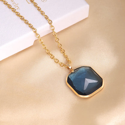 Wholesale Jewelry Hip-Hop Exaggerated Square 304 Stainless Steel Copper Glass 18K Gold Plated Plating Inlay Pendant Necklace