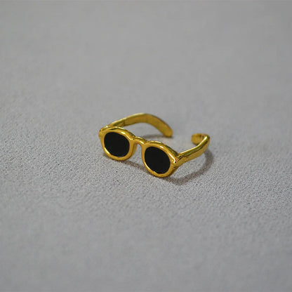 Wholesale Hip-Hop Glasses Copper Gold Plated Open Rings