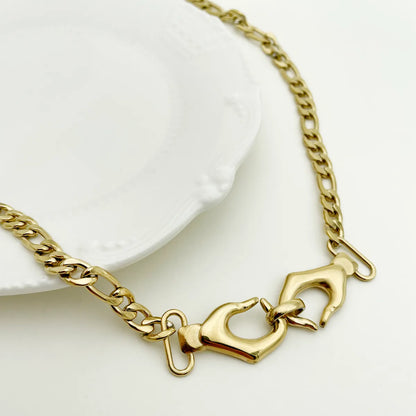 Hip-hop Hand Stainless Steel Plating 14k Gold Plated Necklace