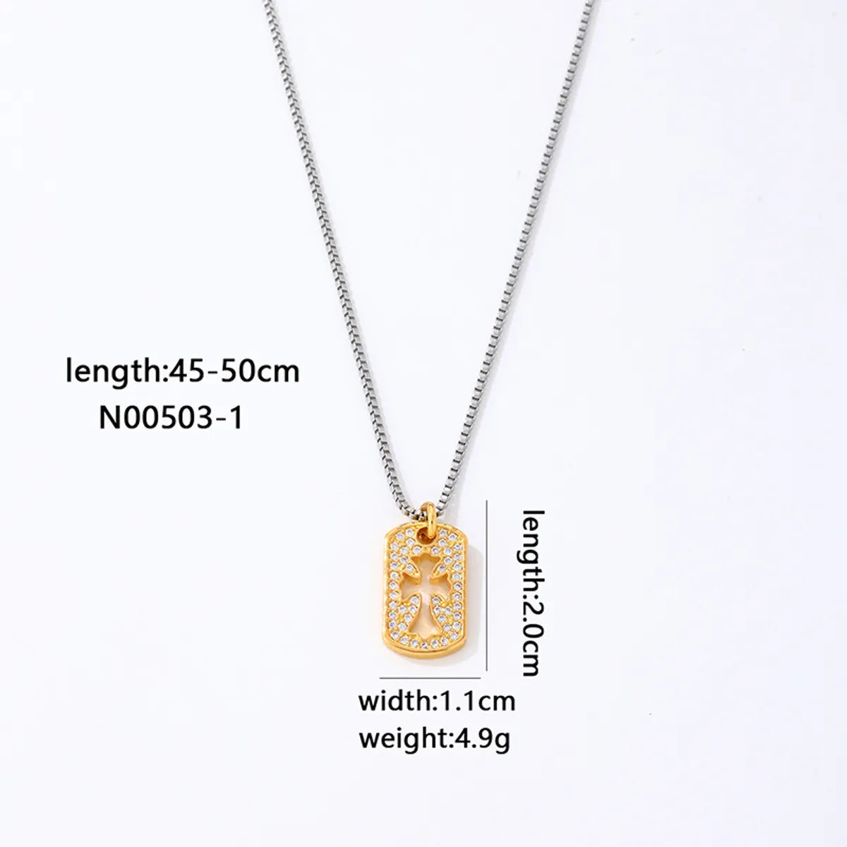 Wholesale Hip-Hop Luxurious Rock Cross 304 Stainless Steel Copper Plating K Gold Plated Pendant Necklace