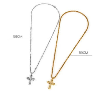 Wholesale Hip-hop Retro Cross Titanium Steel Plating Pendant Necklace