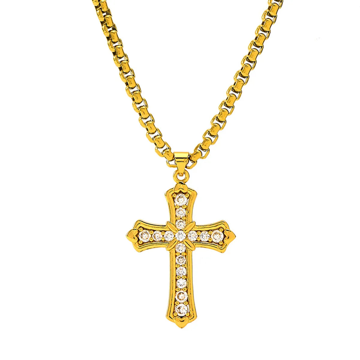 Wholesale Hip-hop Retro Cross Titanium Steel Plating Pendant Necklace