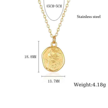 Wholesale Hip-hop Retro Flower Titanium Steel Plating Gold Plated Pendant Necklace