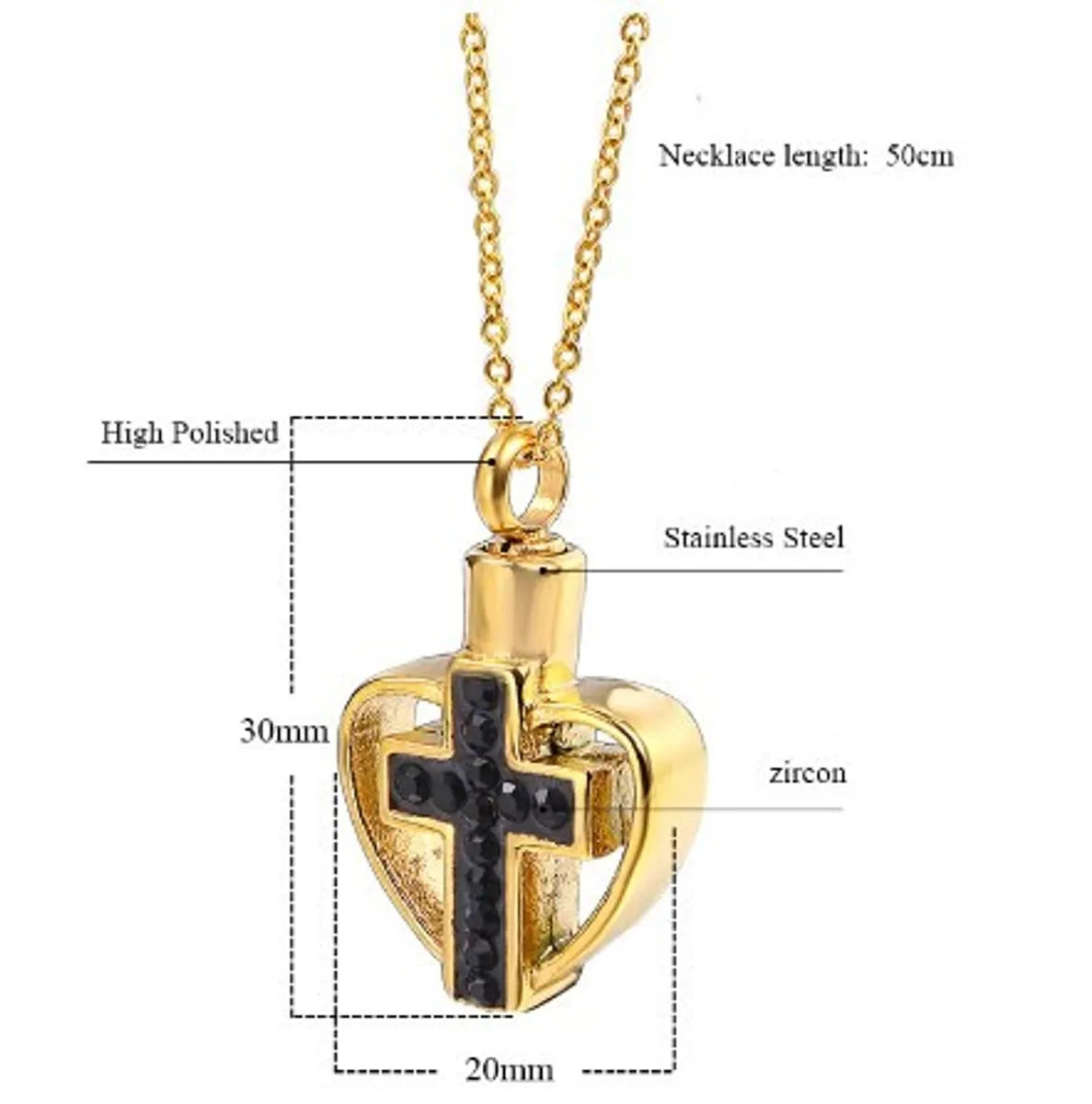 Wholesale Hip-hop Retro Heart Shape Stainless Steel Inlay Zircon Pendant Necklace