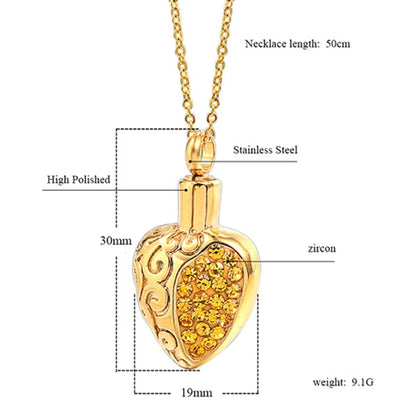 Wholesale Hip-hop Retro Heart Shape Stainless Steel Plating Gold Plated Pendant Necklace