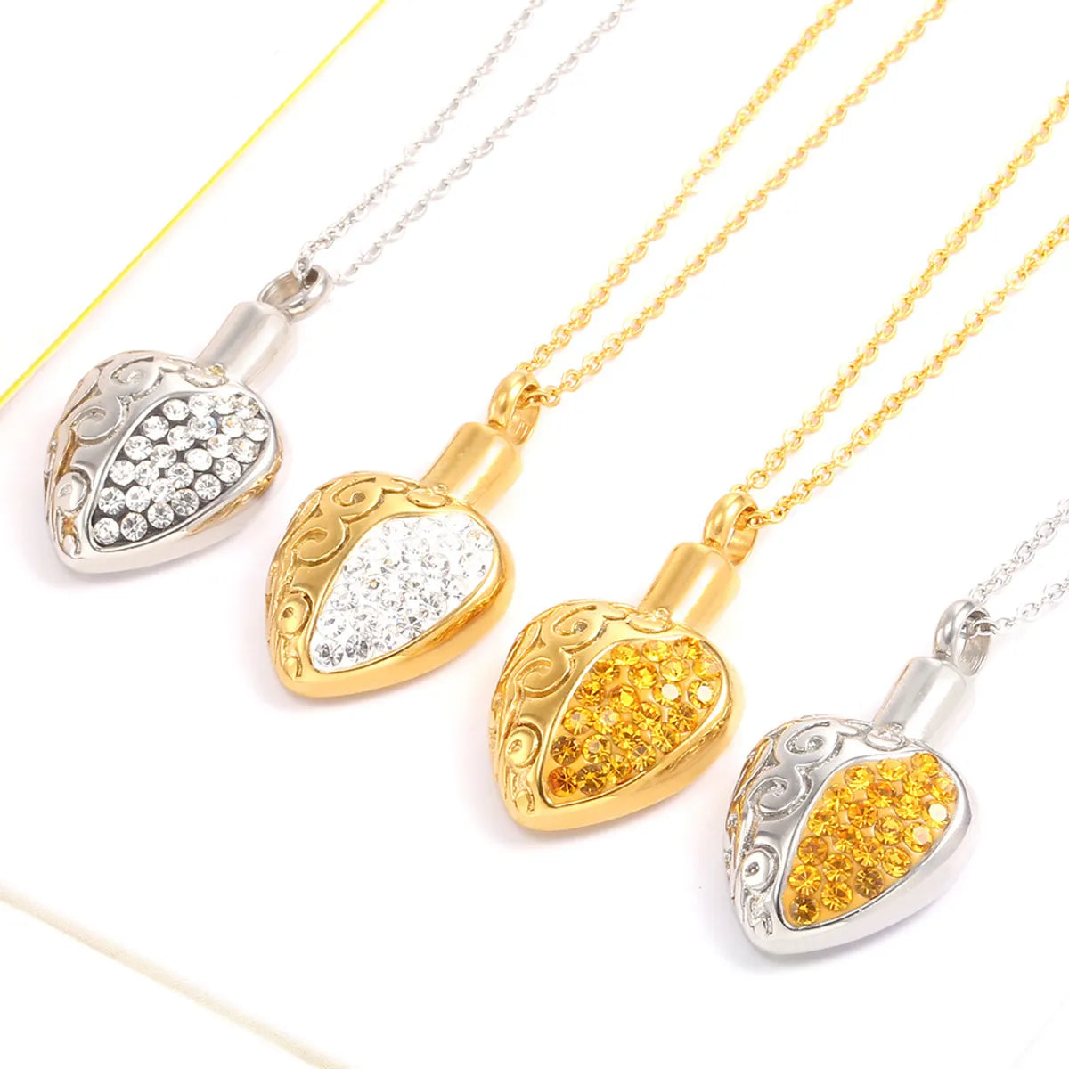 Wholesale Hip-hop Retro Heart Shape Stainless Steel Plating Gold Plated Pendant Necklace