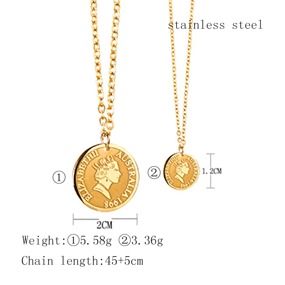 Wholesale Hip-hop Retro Letter Stainless Steel Plating Gold Plated Pendant Necklace